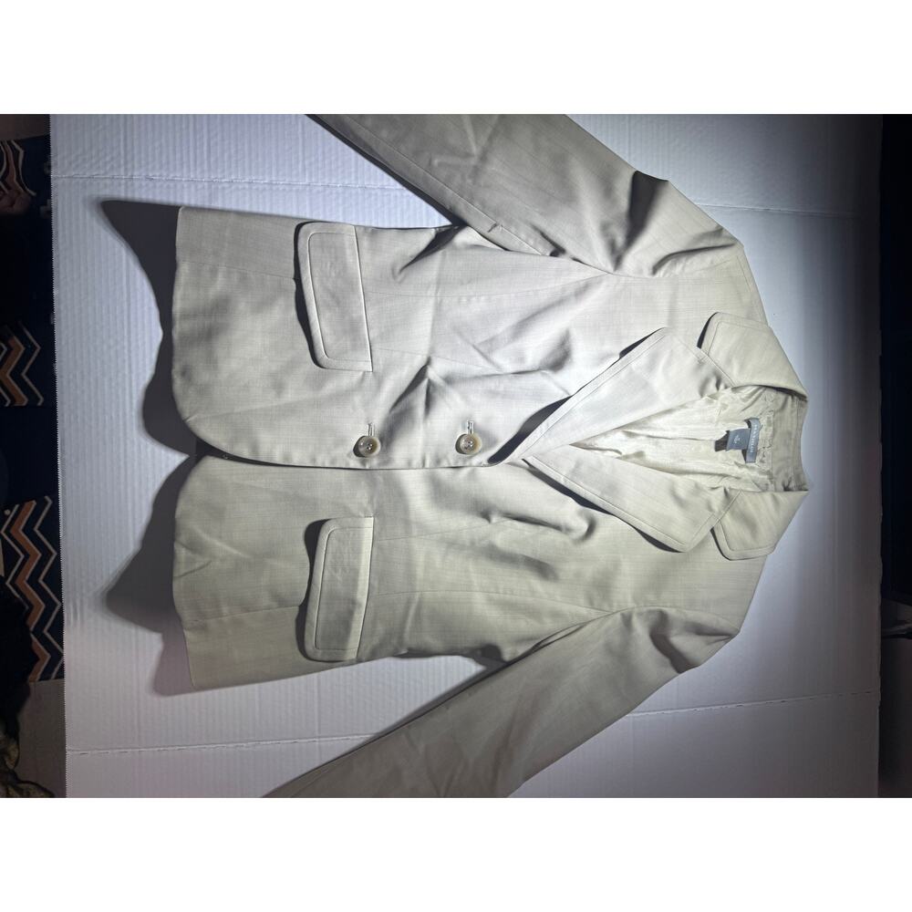 Ann Taylor Women’s Cream 2-Piece Suit Set Blazer & Dress Pants Career Business